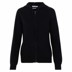 Wholesale 😉 Womens 100% Cotton Zip Through Hoodie Black By Paul James Knitwear 🔥