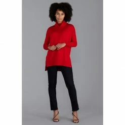 Budget 🔔 Womens Pure Extra Fine Merino Wool Oversized Roll Neck Henrietta Jumper - Red By Paul James Knitwear 😉 -us-Paul James Knitwear Sales 2022 zyozehyjwxpw5xnscaqq